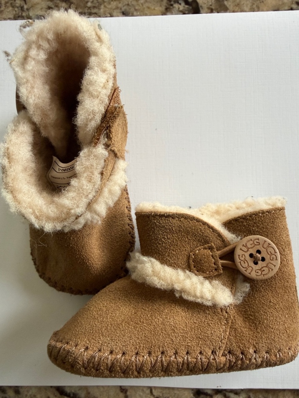 UGG Chestnut Suede Infant Shearling Booties
